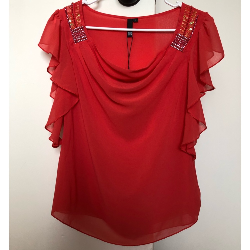 🎁🌺DIYA Top coral solid color. Size: L